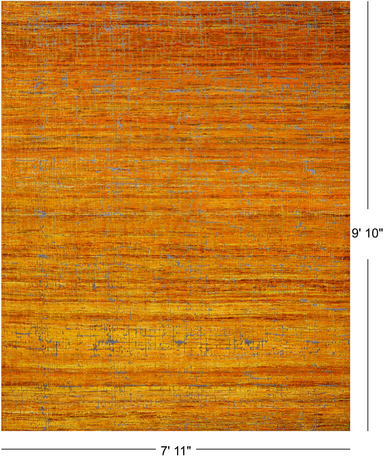 Gold Modern Embossed Hand Knotted 100% Silk Rug - 7' 11" X 9' 10"