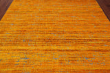 Gold Modern Embossed Hand Knotted 100% Silk Rug - 7' 11" X 9' 10"