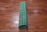 Green Modern Embossed Hand Knotted 100% Silk Rug - 8' 11" X 11' 11"