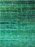 Green Modern Embossed Hand Knotted 100% Silk Rug - 8' 11" X 11' 11"