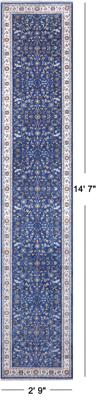 Persian Nain Handmade Wool & Silk Rug - 2' 9" X 14' 7"