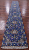 Blue Persian Nain Hand Knotted Wool & Silk Rug - 2' 8" X 20' 4"