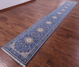 Blue Persian Nain Hand Knotted Wool & Silk Rug - 2' 8" X 20' 4"