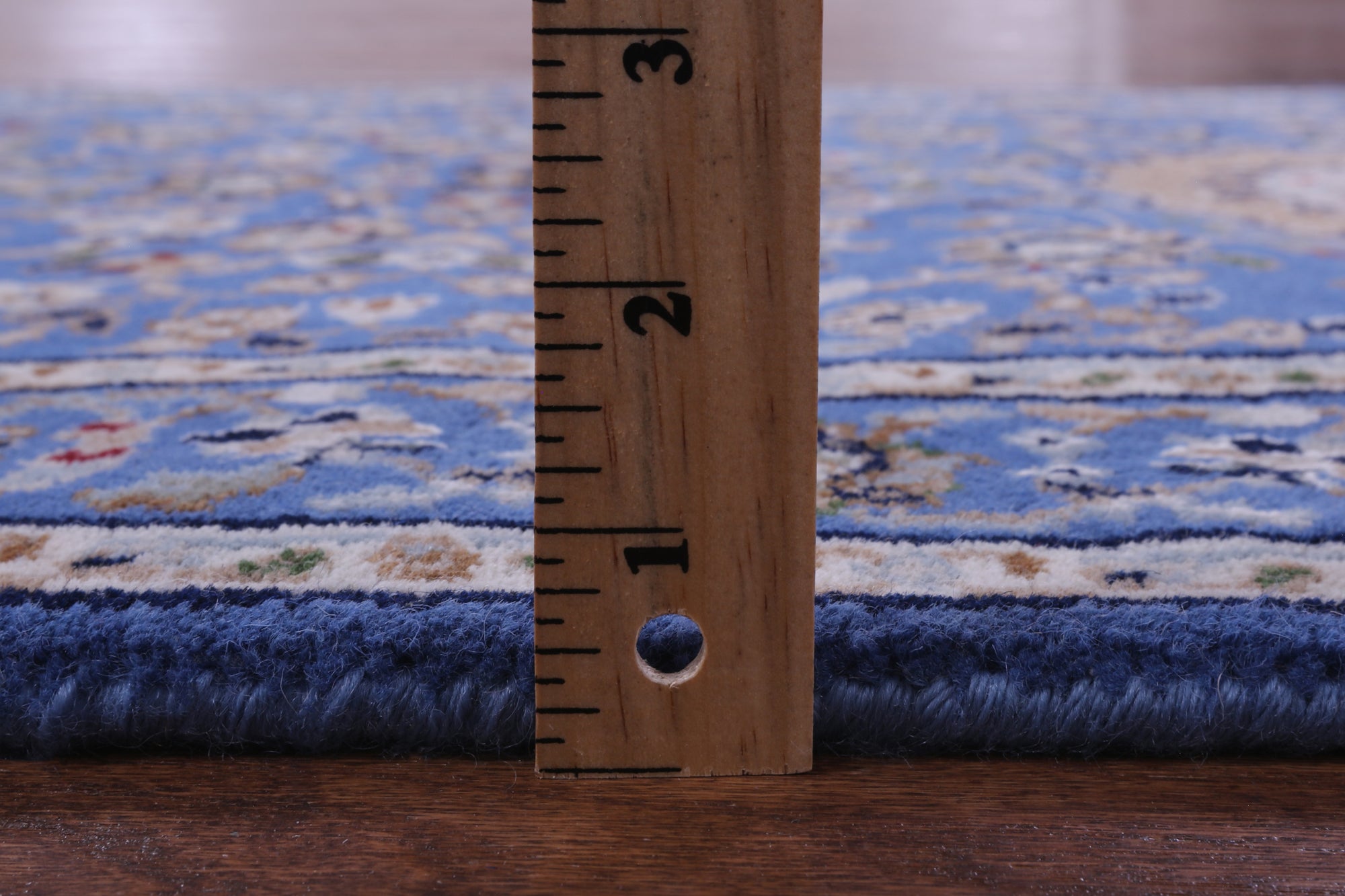 Blue Persian Nain Hand Knotted Wool & Silk Rug - 2' 8" X 20' 4"