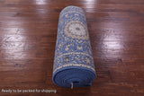 Blue Persian Nain Hand Knotted Wool & Silk Rug - 2' 8" X 20' 4"
