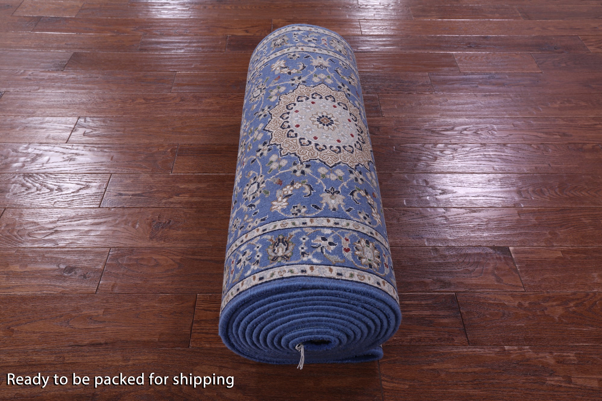 Blue Persian Nain Hand Knotted Wool & Silk Rug - 2' 8" X 20' 4"