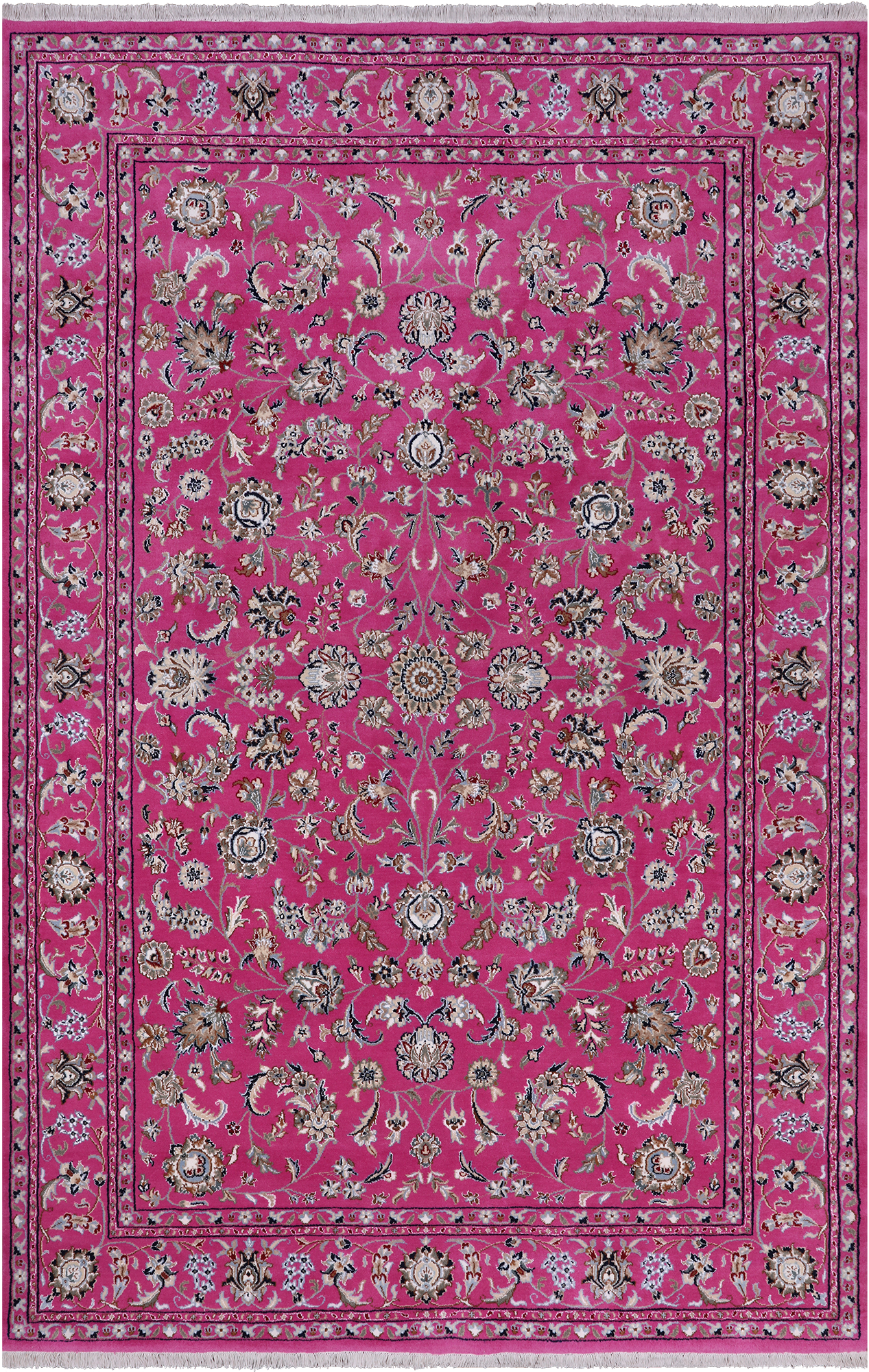Persian Nain Hand Knotted Wool & Silk Rug - 5' 11" X 9' 1"