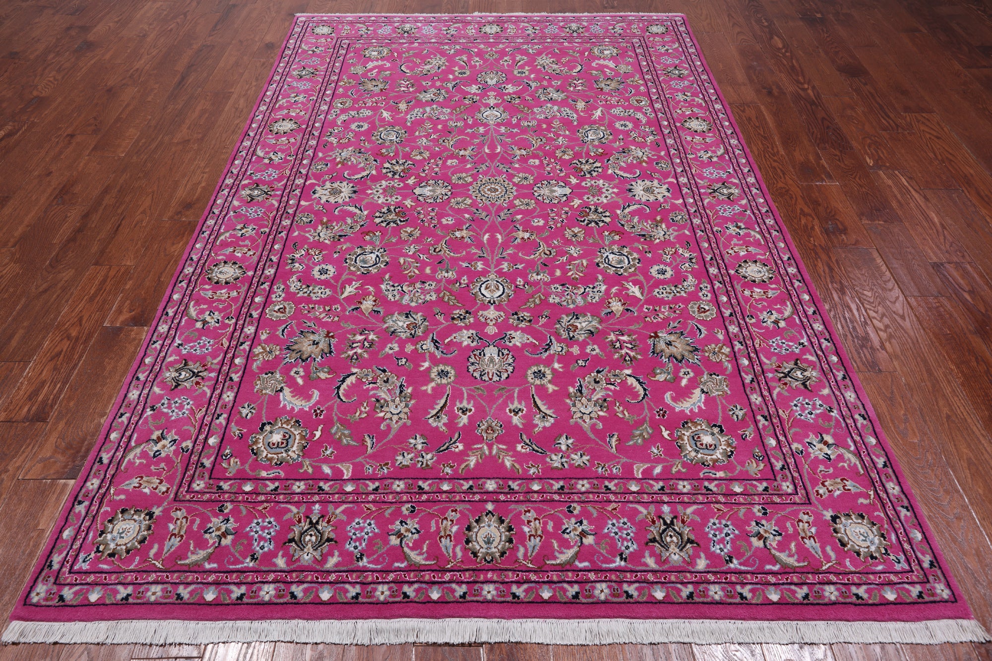 Persian Nain Hand Knotted Wool & Silk Rug - 5' 11" X 9' 1"