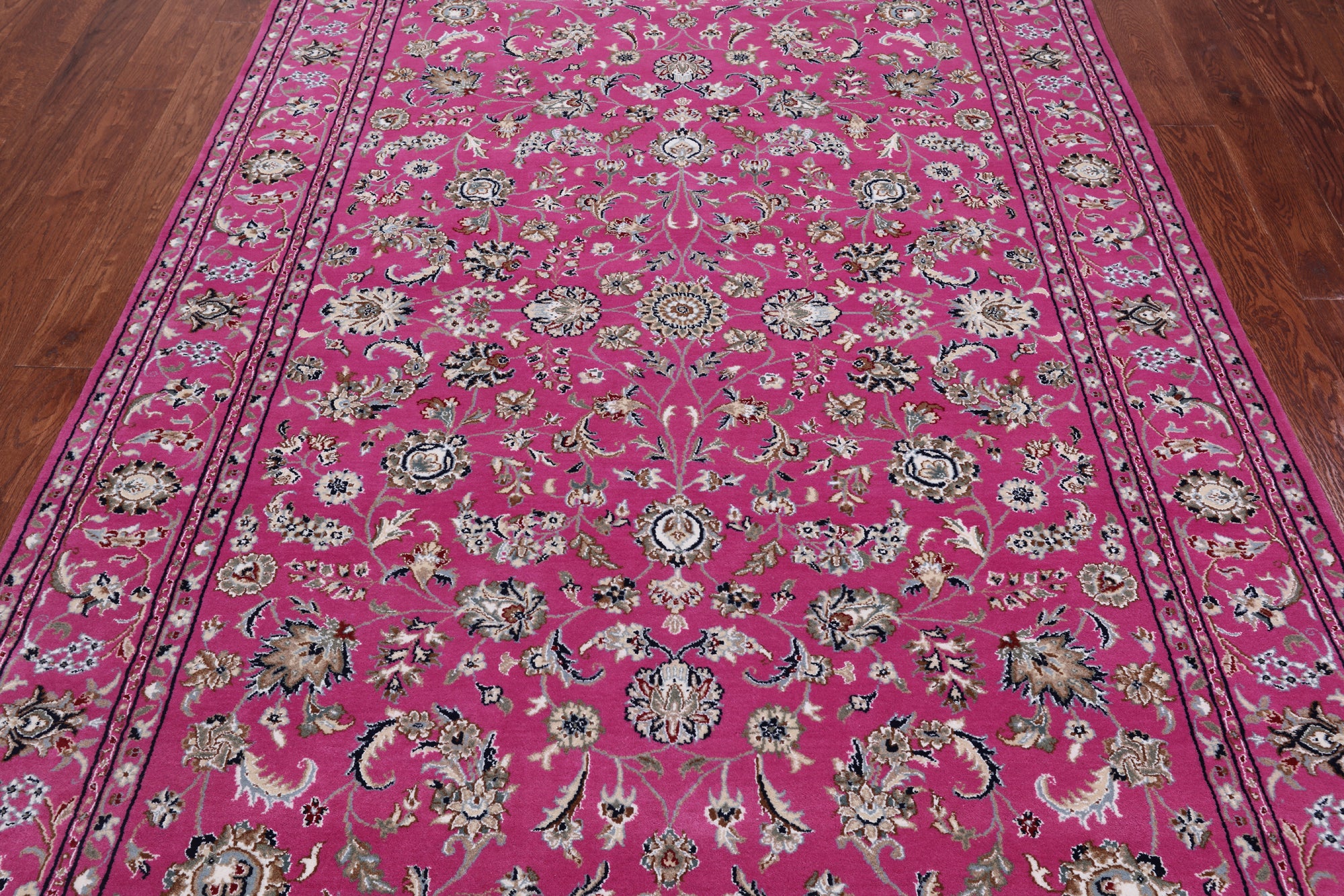 Persian Nain Hand Knotted Wool & Silk Rug - 5' 11" X 9' 1"