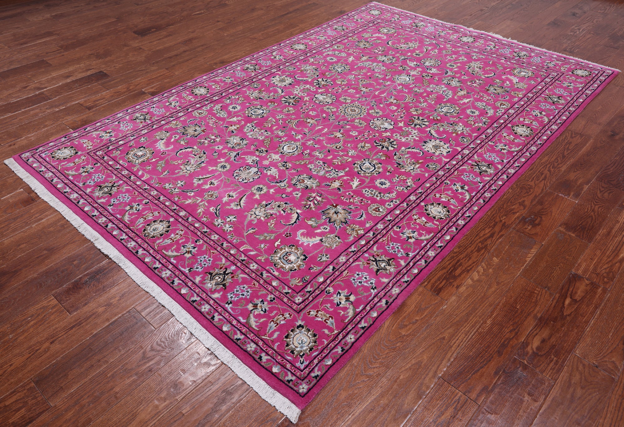Persian Nain Hand Knotted Wool & Silk Rug - 5' 11" X 9' 1"