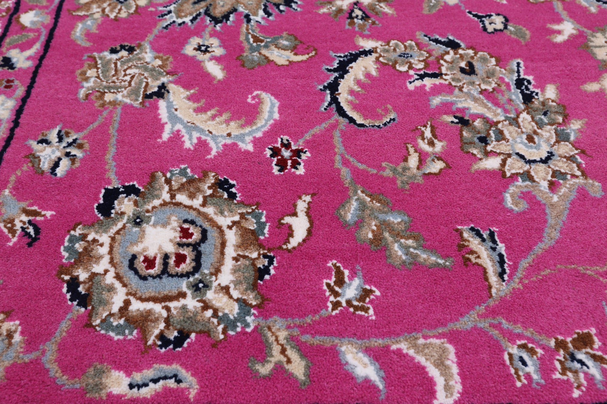 Persian Nain Hand Knotted Wool & Silk Rug - 5' 11" X 9' 1"