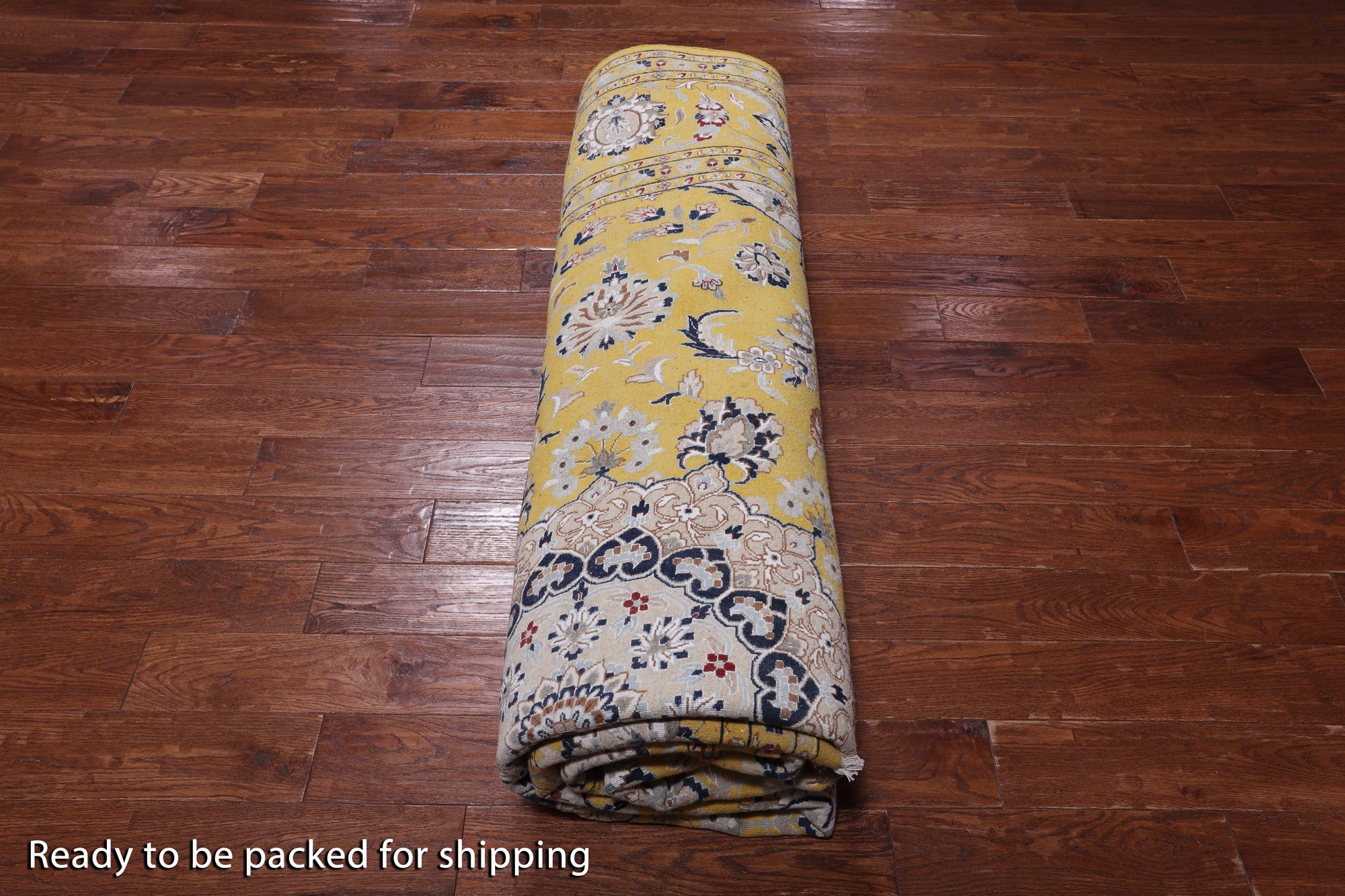 Gold Square Persian Nain Hand Knotted Wool & Silk Rug - 10' 1" X 10' 1"
