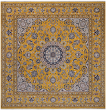 Gold Square Persian Nain Hand Knotted Wool & Silk Rug - 10' 1" X 10' 1"
