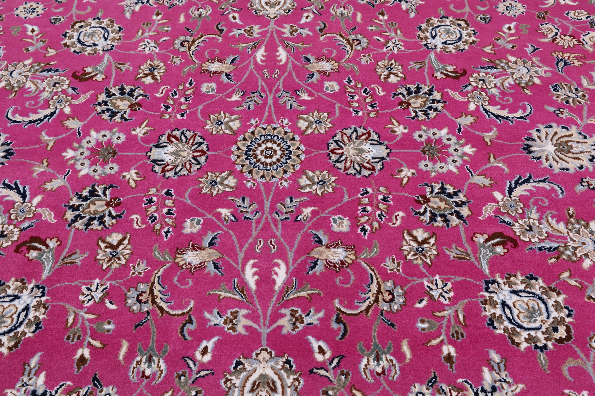 Persian Nain Hand Knotted Wool & Silk Rug - 8' 1" X 10' 2"