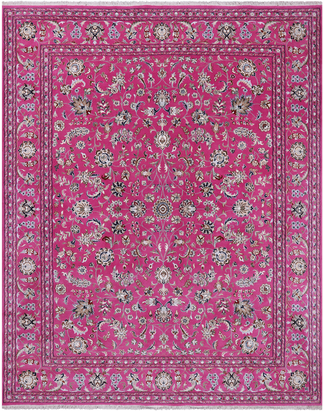 Persian Nain Hand Knotted Wool & Silk Rug - 8' 1" X 10' 2"
