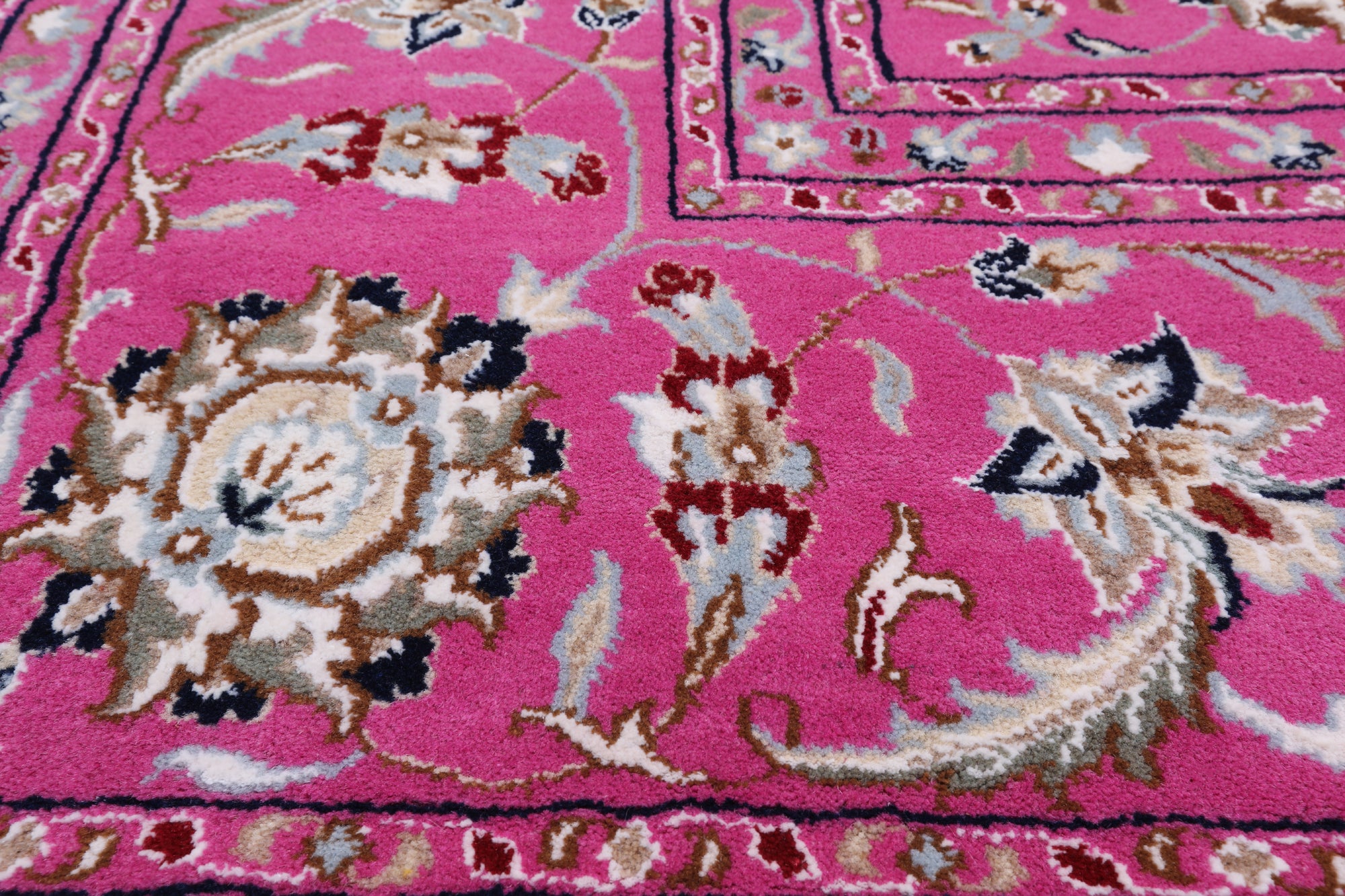 Persian Nain Hand Knotted Wool & Silk Rug - 8' 1" X 10' 2"
