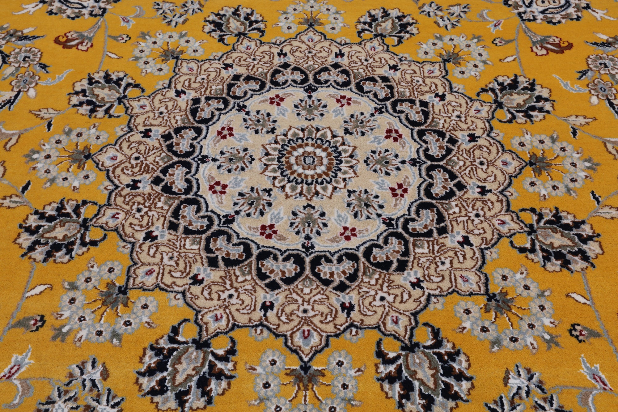 Persian Nain Hand Knotted Wool & Silk Rug - 9' 2" X 12' 2"