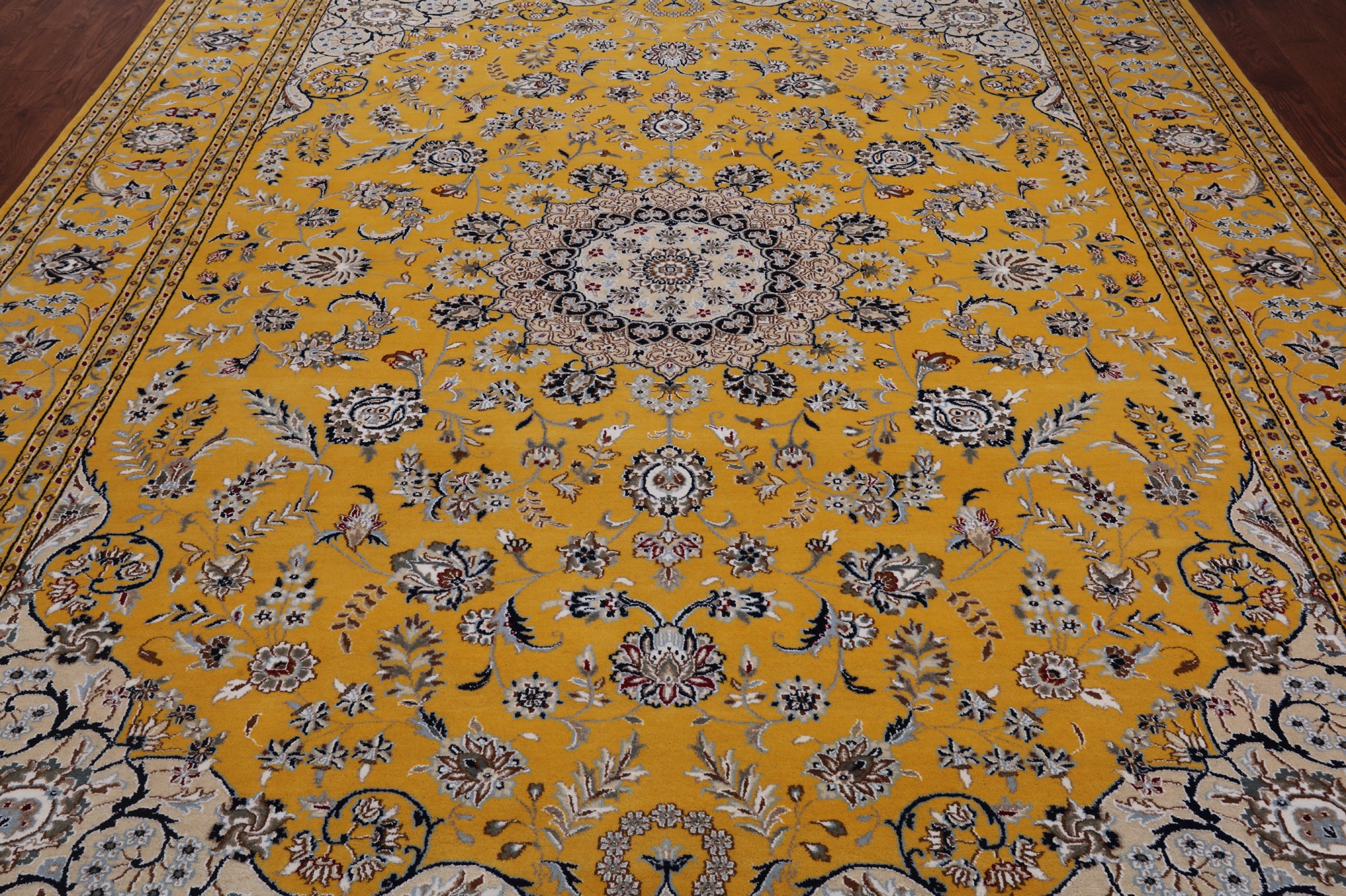 Persian Nain Hand Knotted Wool & Silk Rug - 9' 2" X 12' 2"