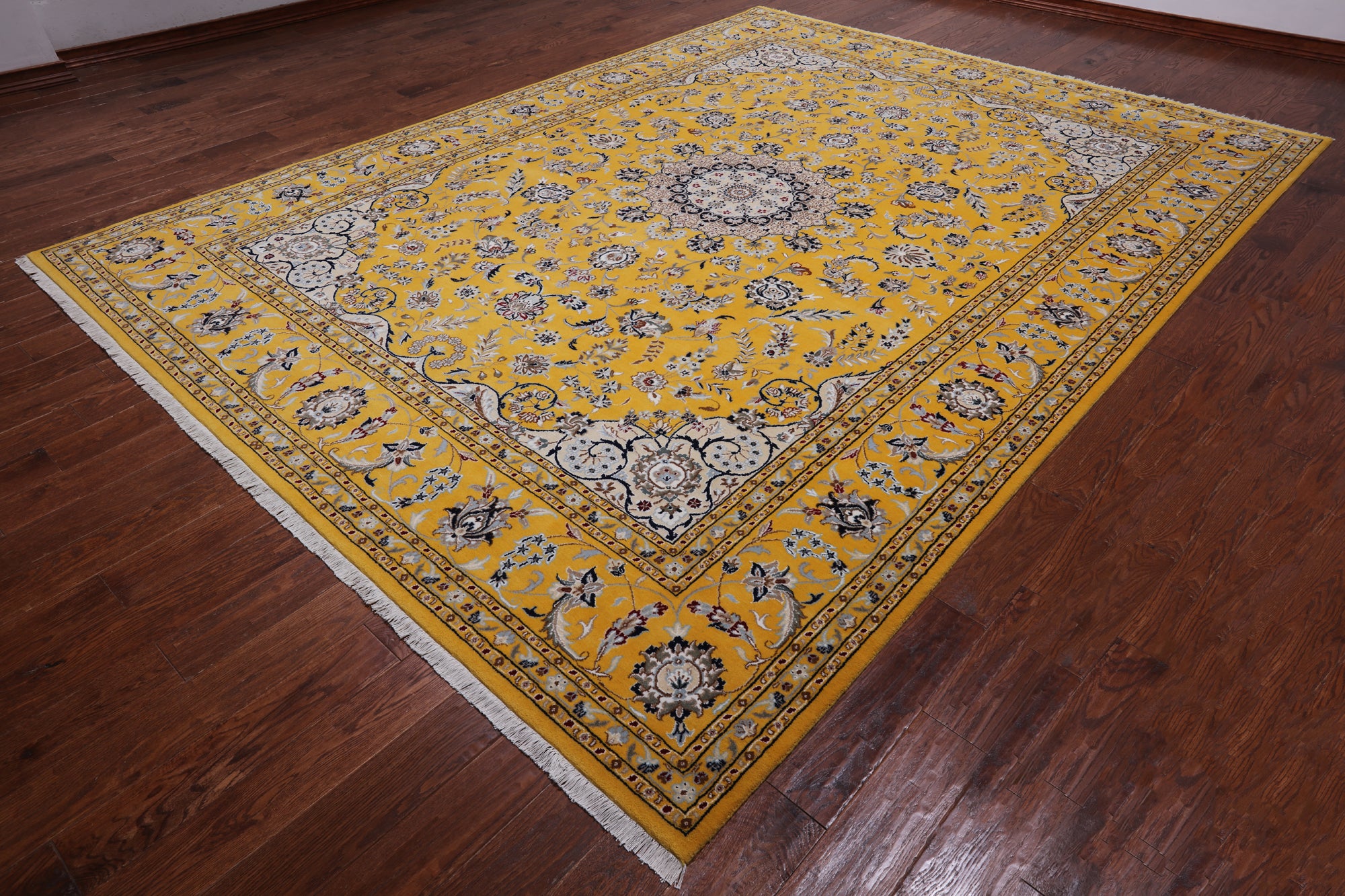 Persian Nain Hand Knotted Wool & Silk Rug - 9' 2" X 12' 2"