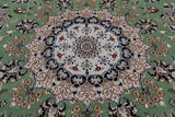 Green Square Persian Nain Hand Knotted Wool & Silk Rug - 10' 0" X 10' 0"