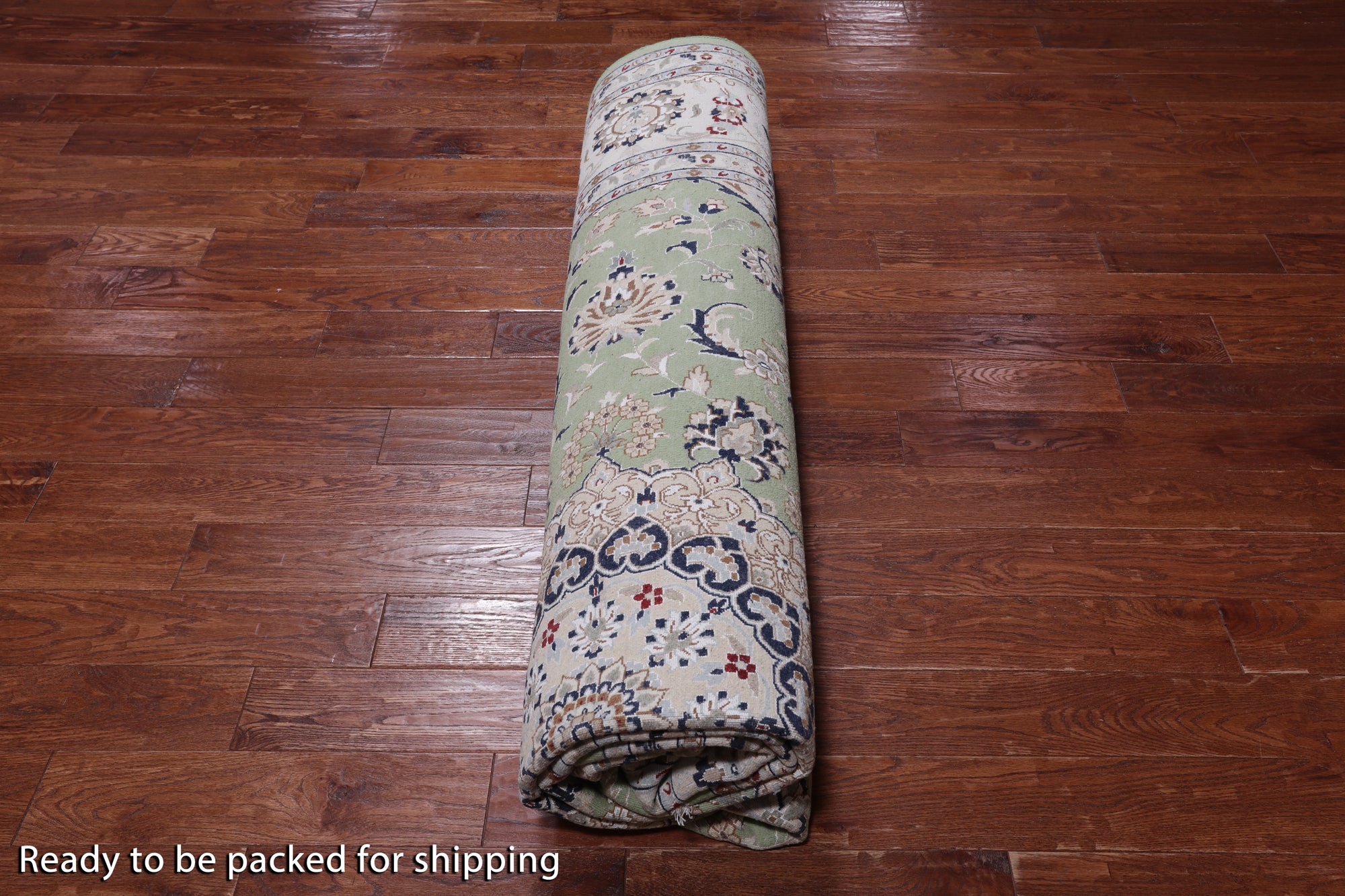 Green Square Persian Nain Hand Knotted Wool & Silk Rug - 10' 0" X 10' 0"