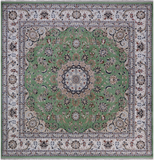 Green Square Persian Nain Hand Knotted Wool & Silk Rug - 10' 0" X 10' 0"