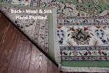 Green Square Persian Nain Hand Knotted Wool & Silk Rug - 10' 0" X 10' 0"