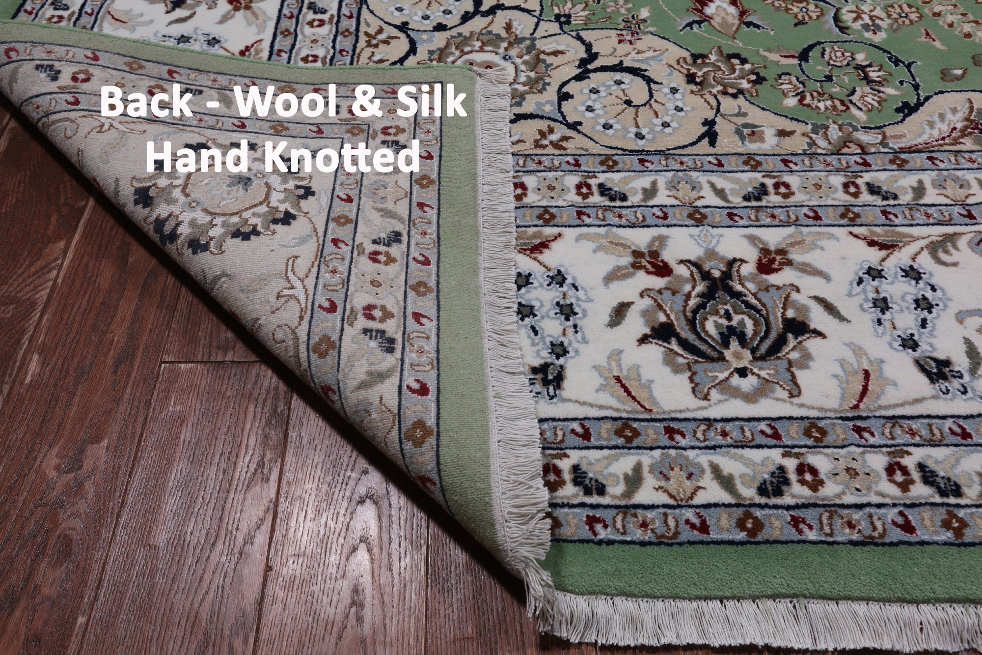 Green Square Persian Nain Hand Knotted Wool & Silk Rug - 10' 0" X 10' 0"