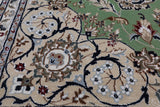 Green Square Persian Nain Hand Knotted Wool & Silk Rug - 10' 0" X 10' 0"