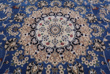 Square Persian Nain Hand Knotted Wool & Silk Rug - 7' 10" X 7' 10"