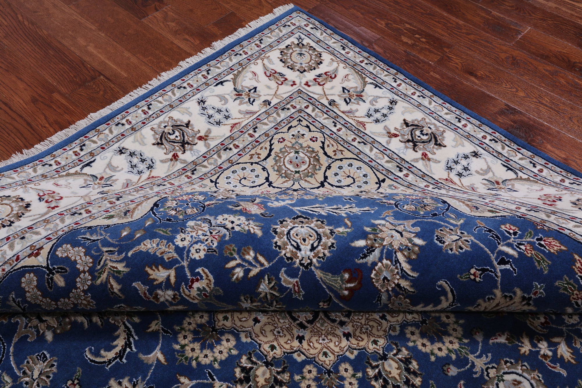 Square Persian Nain Hand Knotted Wool & Silk Rug - 7' 10" X 7' 10"