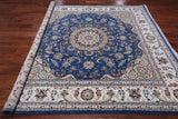 Square Persian Nain Hand Knotted Wool & Silk Rug - 7' 10" X 7' 10"