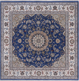 Square Persian Nain Hand Knotted Wool & Silk Rug - 7' 10" X 7' 10"