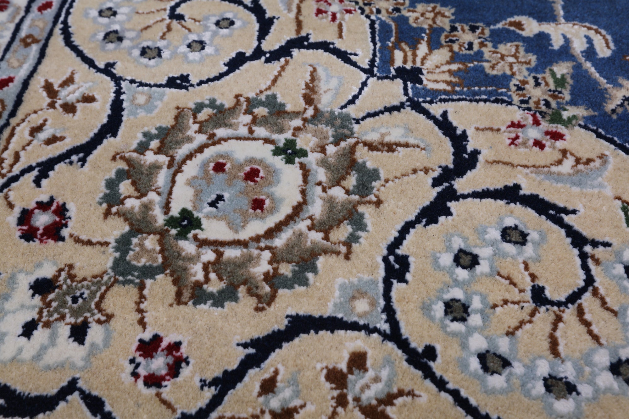 Square Persian Nain Hand Knotted Wool & Silk Rug - 7' 10" X 7' 10"