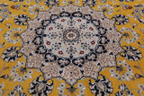 Gold Persian Nain Hand-Knotted Wool & Silk Rug - 9' 1" X 18' 2"