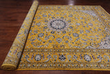 Gold Persian Nain Hand-Knotted Wool & Silk Rug - 9' 1" X 18' 2"
