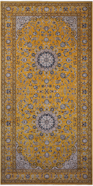 Gold Persian Nain Hand-Knotted Wool & Silk Rug - 9' 1" X 18' 2"