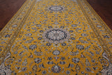 Gold Persian Nain Hand-Knotted Wool & Silk Rug - 9' 1" X 18' 2"