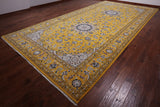 Gold Persian Nain Hand-Knotted Wool & Silk Rug - 9' 1" X 18' 2"