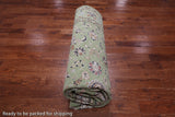 Green Persian Nain Hand Knotted Wool & Silk Rug - 8' 11" X 12' 4"