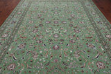 Green Persian Nain Hand Knotted Wool & Silk Rug - 8' 11" X 12' 4"