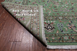 Green Persian Nain Hand Knotted Wool & Silk Rug - 8' 11" X 12' 4"