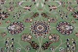Green Square Persian Nain Hand-Knotted Wool & Silk Rug - 8' 1" X 8' 1"