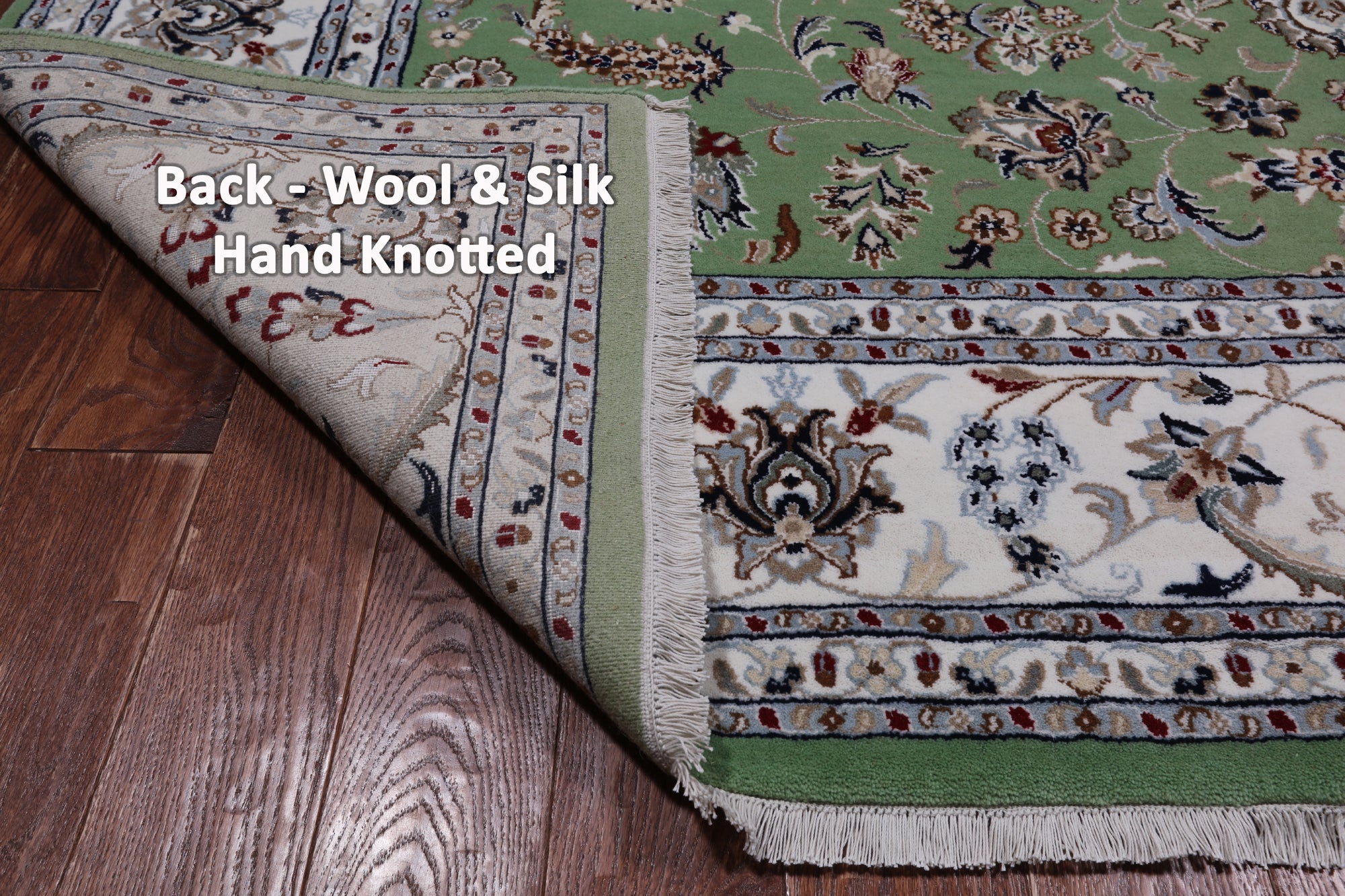 Green Square Persian Nain Hand-Knotted Wool & Silk Rug - 8' 1" X 8' 1"