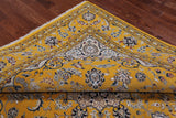 Gold Square Persian Nain Hand Knotted Wool & Silk Rug - 8' 3" X 8' 3"