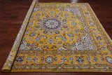 Gold Square Persian Nain Hand Knotted Wool & Silk Rug - 8' 3" X 8' 3"