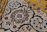 Gold Square Persian Nain Hand Knotted Wool & Silk Rug - 8' 3" X 8' 3"