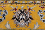 Gold Square Persian Nain Hand Knotted Wool & Silk Rug - 8' 3" X 8' 3"