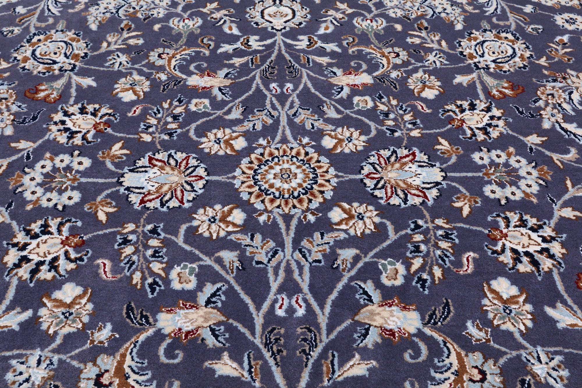 Grey Persian Nain Hand Knotted Wool & Silk Rug - 8' 11" X 12' 3"