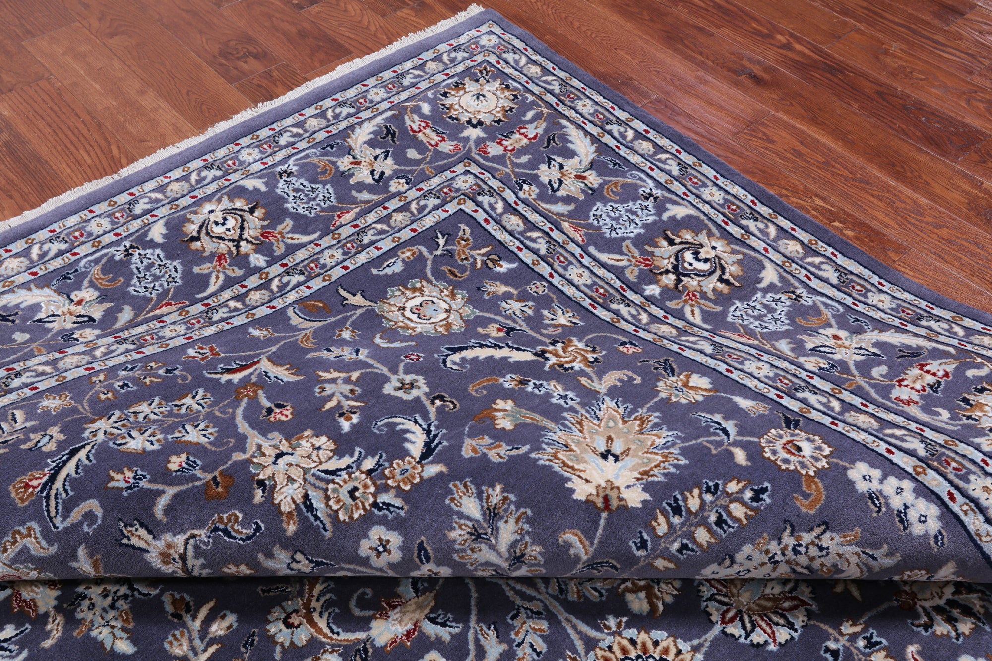 Grey Persian Nain Hand Knotted Wool & Silk Rug - 8' 11" X 12' 3"